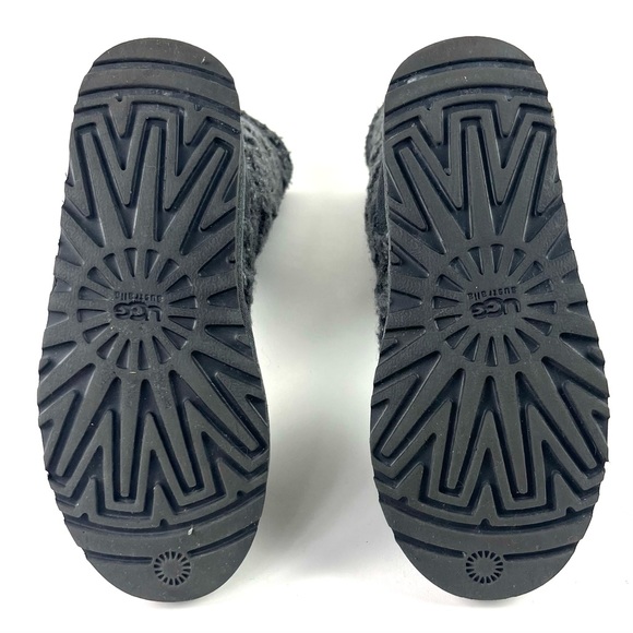 Ugg Australia Lattice Cardy Charcoal Grey Knit Boots - Picture 12 of 13